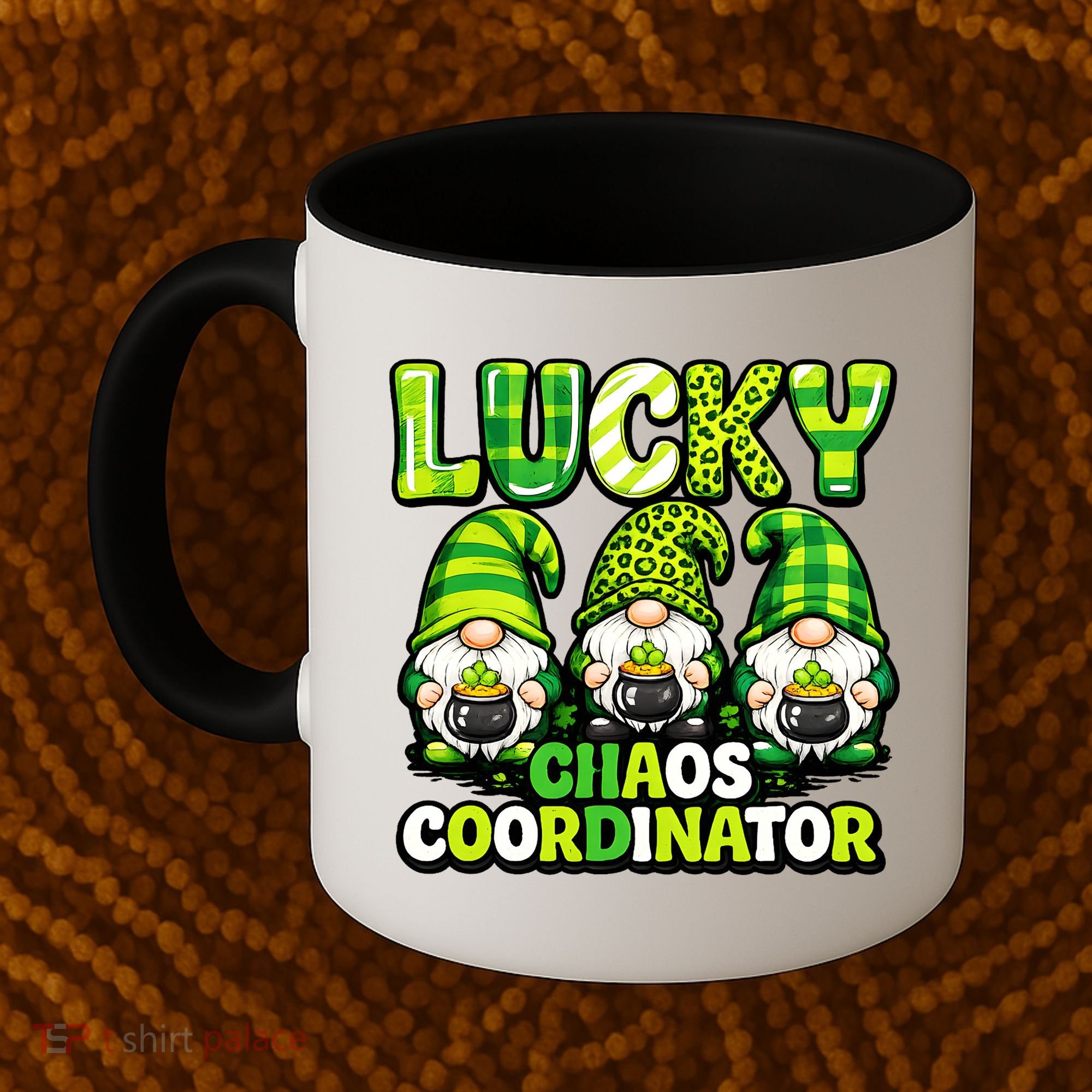 St Patrick's Day Lucky Chaos Coordonator Shamrock Irish Gnomes Coffee Mug