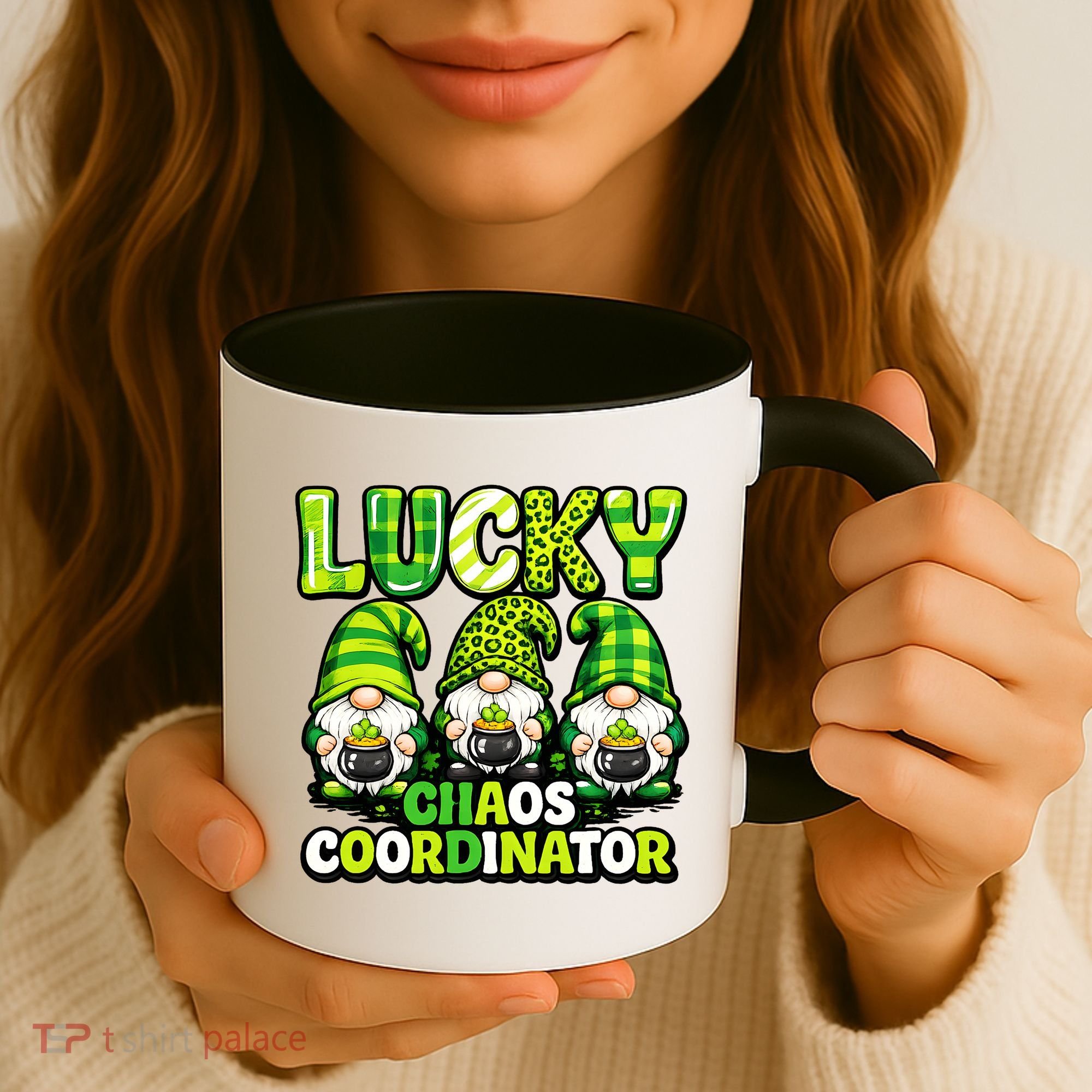 St Patrick's Day Lucky Chaos Coordonator Shamrock Irish Gnomes Coffee Mug