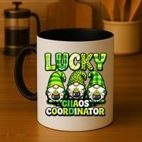 St Patrick's Day Lucky Chaos Coordonator Shamrock Irish Gnomes Coffee Mug thumb 4