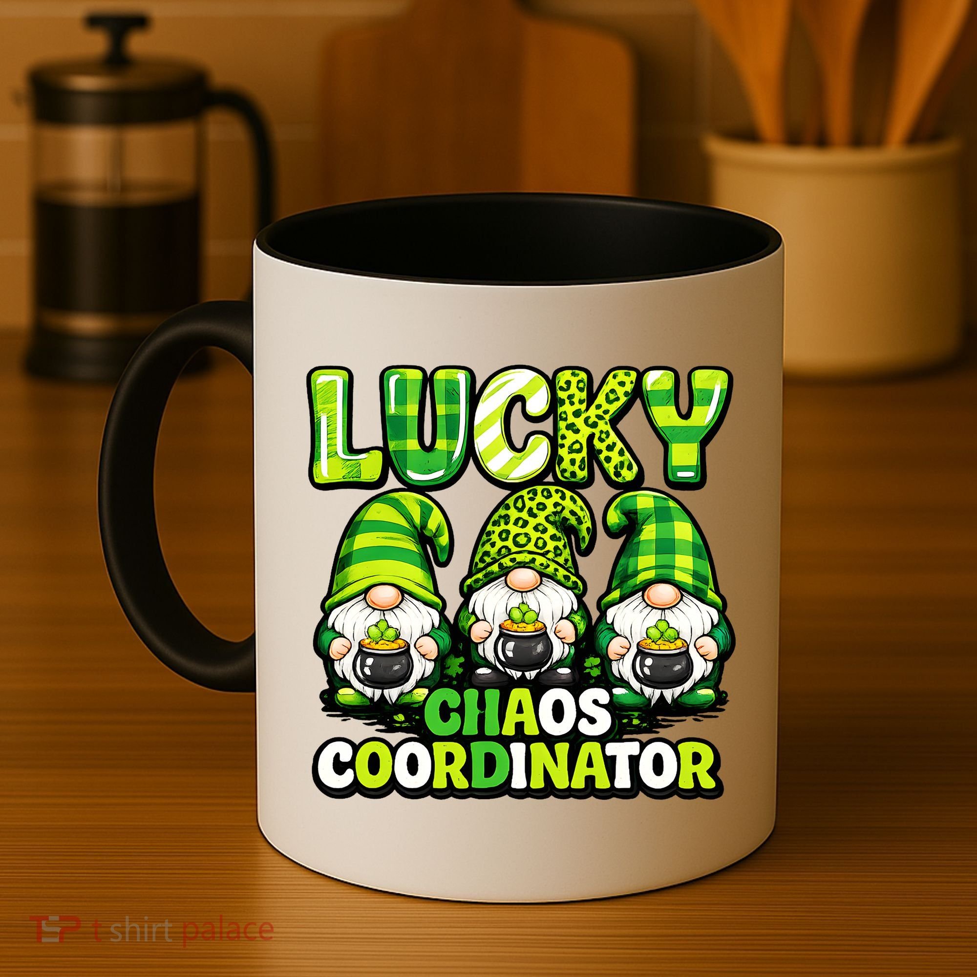 St Patrick's Day Lucky Chaos Coordonator Shamrock Irish Gnomes Coffee Mug