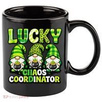 St Patrick's Day Lucky Chaos Coordonator Shamrock Irish Gnomes 11oz C Handle Ceramic Mug thumb 0
