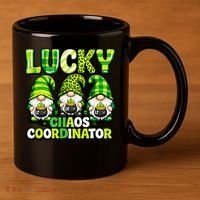 St Patrick's Day Lucky Chaos Coordonator Shamrock Irish Gnomes 11oz C Handle Ceramic Mug thumb 3