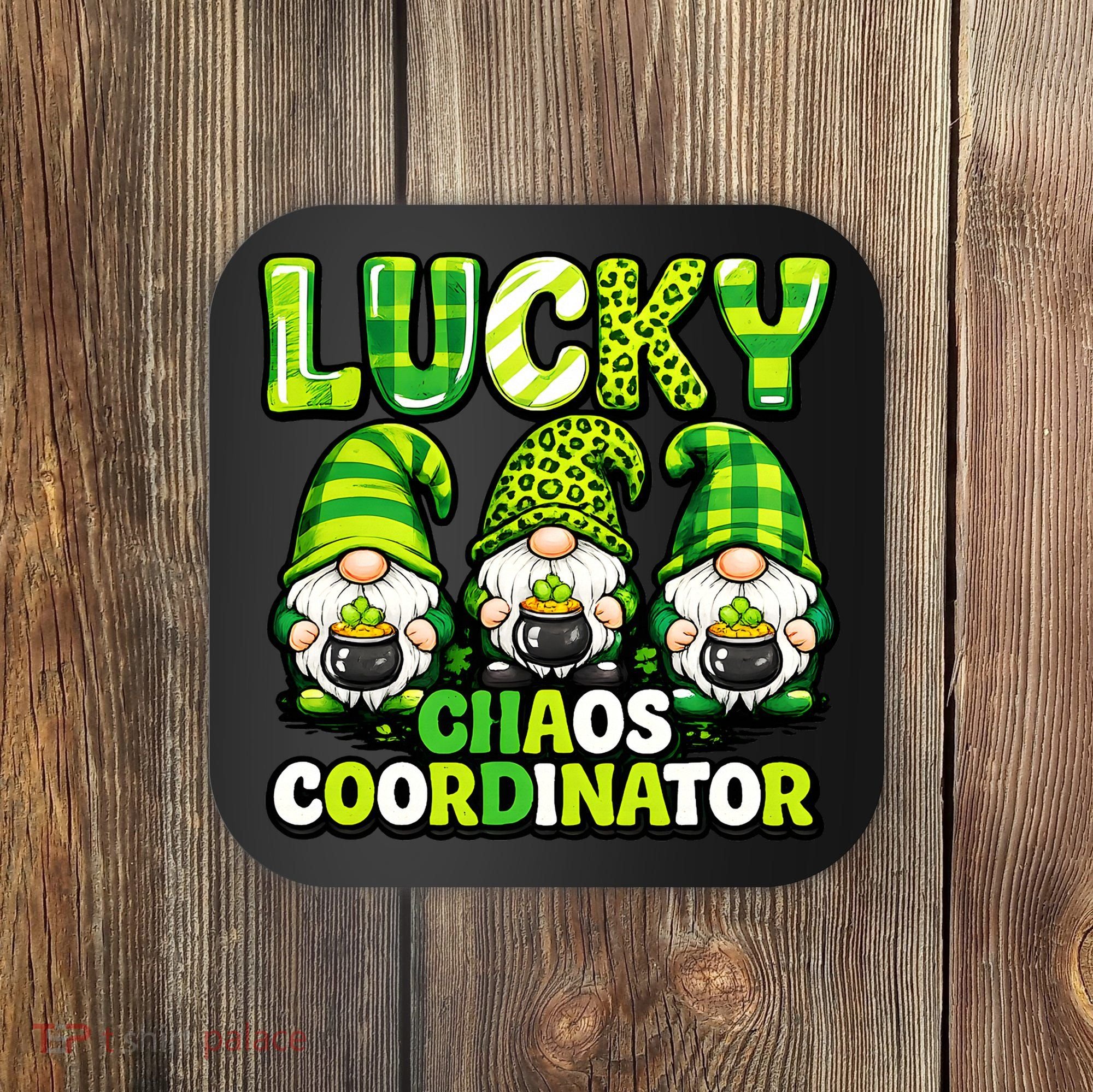 St Patrick's Day Lucky Chaos Coordonator Shamrock Irish Gnomes Coaster