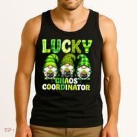 St Patrick's Day Lucky Chaos Coordonator Shamrock Irish Gnomes Tank Top thumb 3