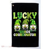 St Patrick's Day Lucky Chaos Coordonator Shamrock Irish Gnomes Golf Towel thumb 0