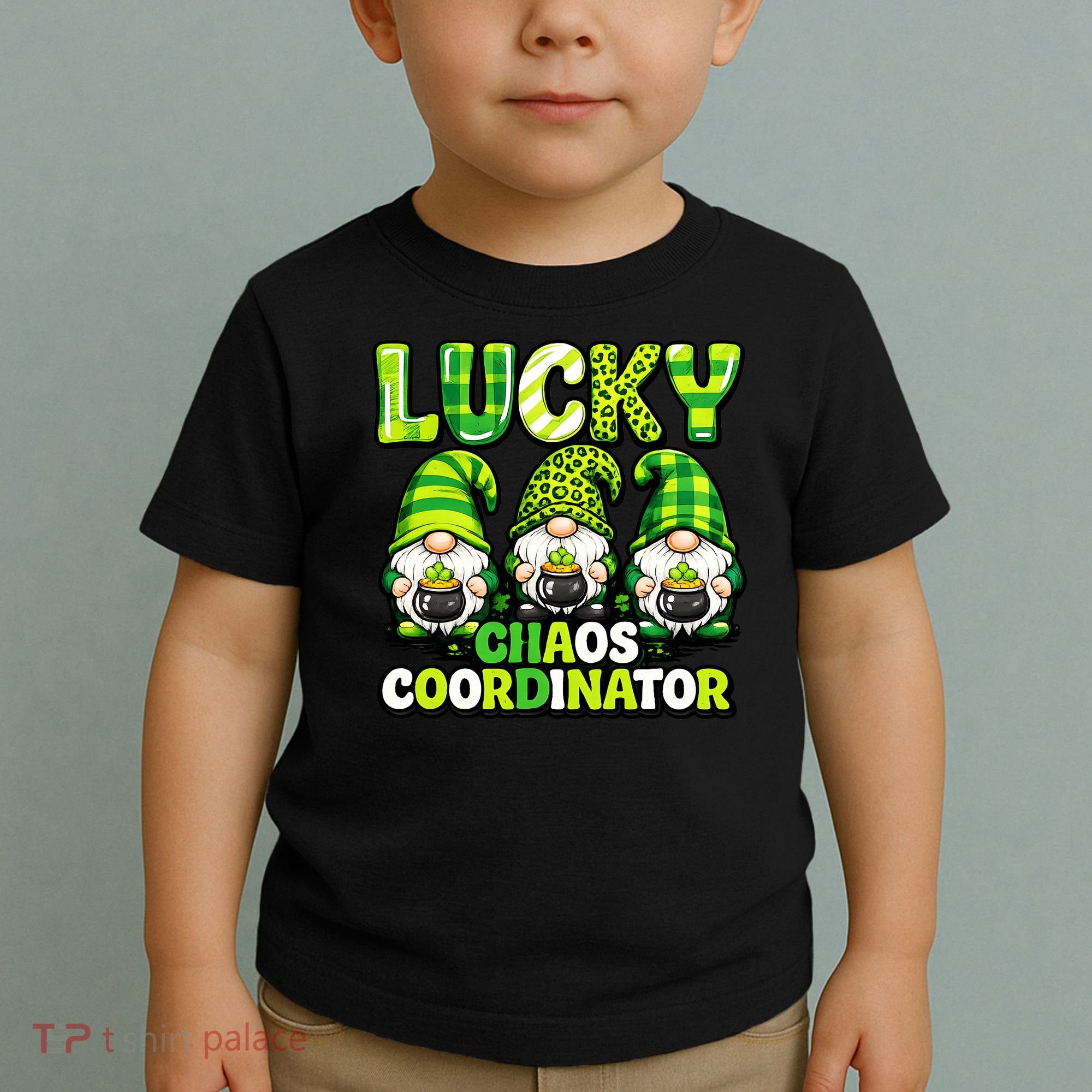 St Patrick's Day Lucky Chaos Coordonator Shamrock Irish Gnomes Toddler T-Shirt