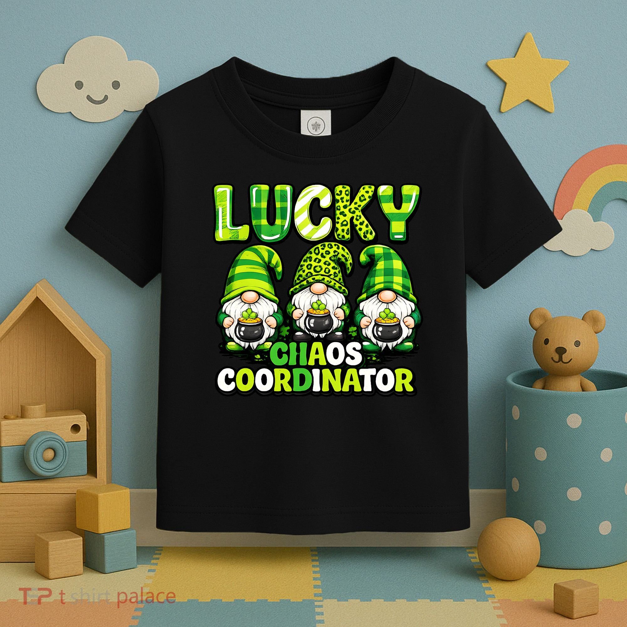 St Patrick's Day Lucky Chaos Coordonator Shamrock Irish Gnomes Toddler T-Shirt