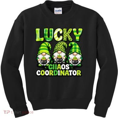 St Patrick's Day Lucky Chaos Coordonator Shamrock Irish Gnomes Kids Sweatshirt