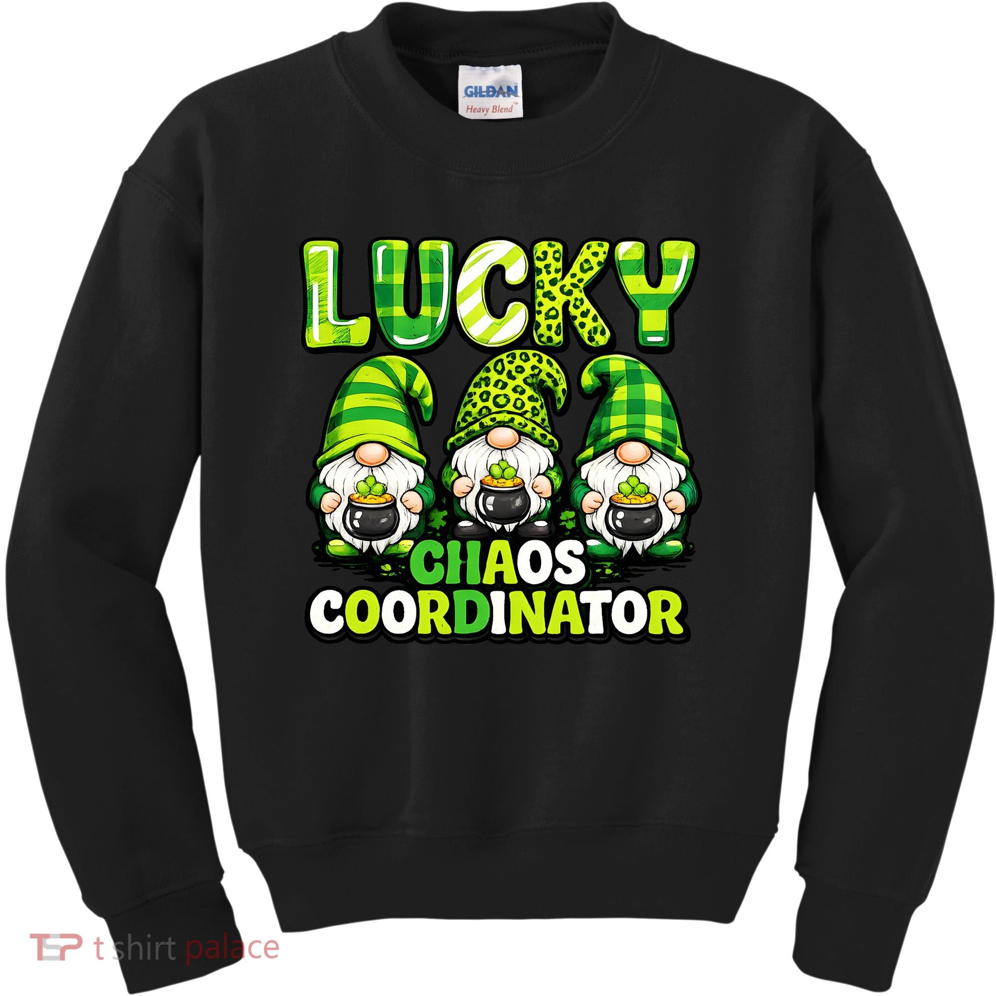 St Patrick's Day Lucky Chaos Coordonator Shamrock Irish Gnomes Kids Sweatshirt