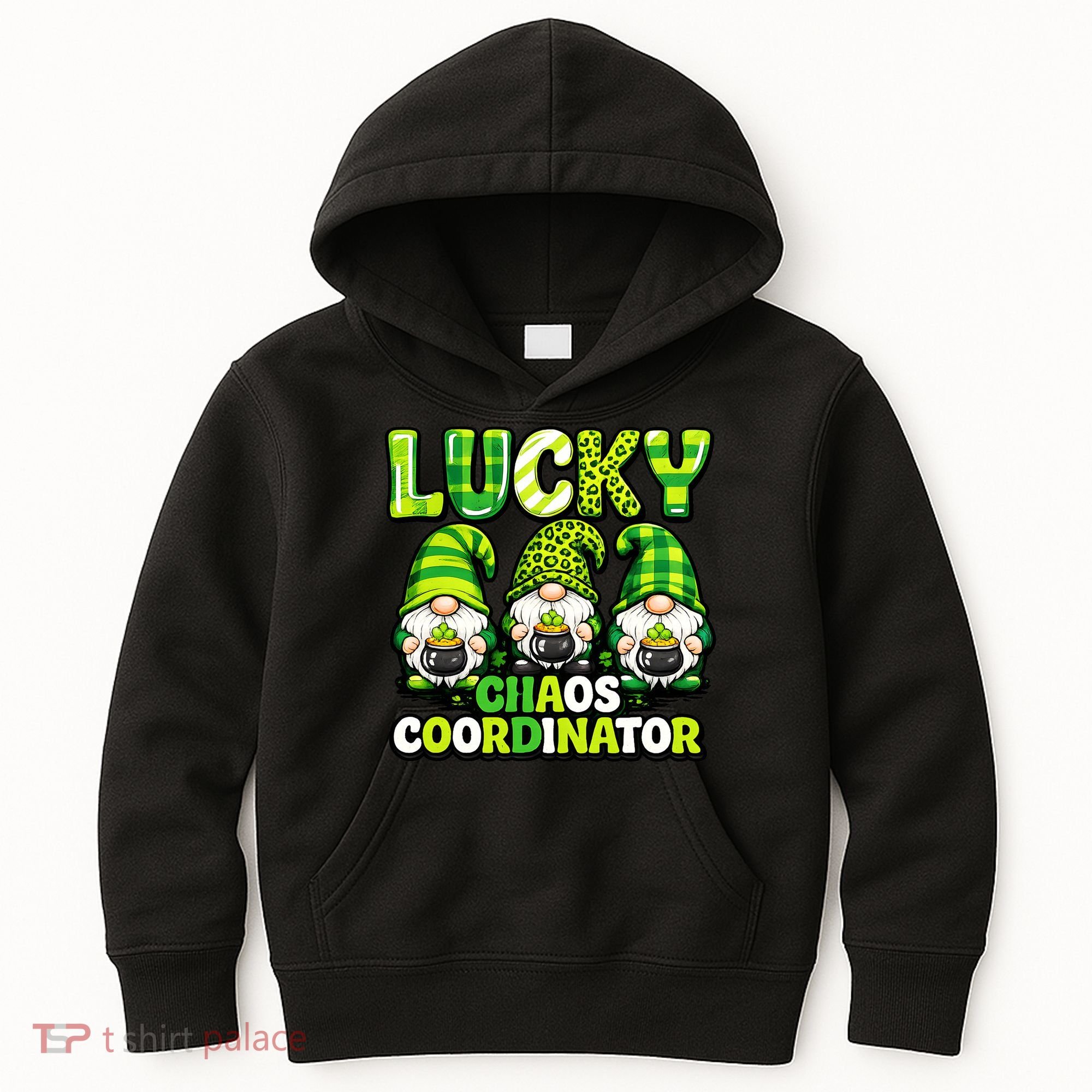 St Patrick's Day Lucky Chaos Coordonator Shamrock Irish Gnomes Kids Hoodie