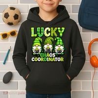 St Patrick's Day Lucky Chaos Coordonator Shamrock Irish Gnomes Kids Hoodie thumb 2