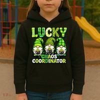 St Patrick's Day Lucky Chaos Coordonator Shamrock Irish Gnomes Kids Hoodie thumb 3