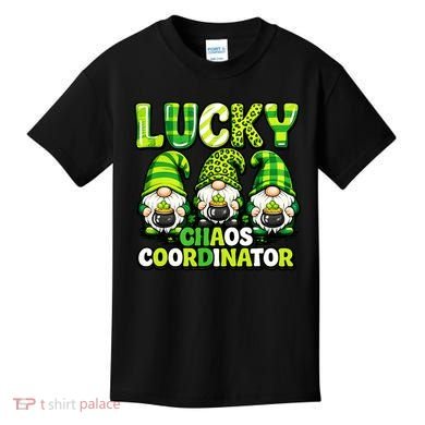 St Patrick's Day Lucky Chaos Coordonator Shamrock Irish Gnomes Kids T-Shirt