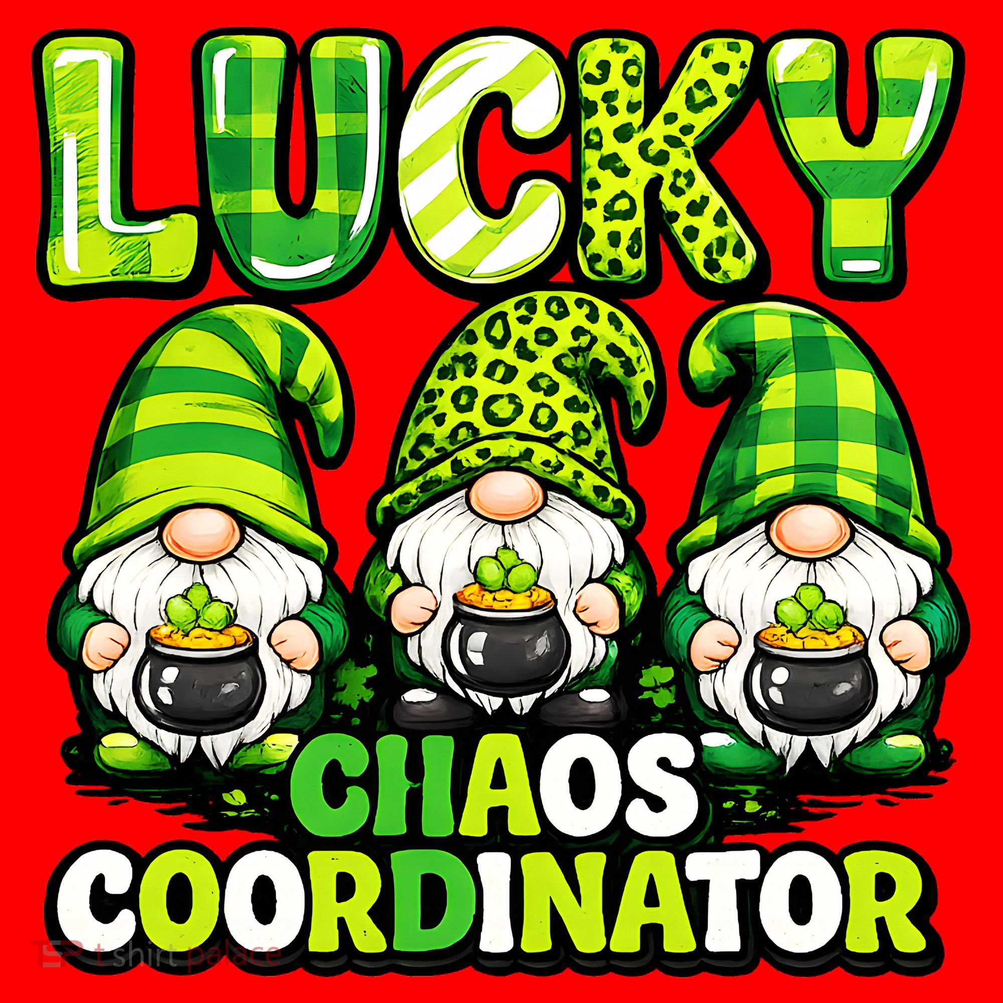 St Patrick's Day Lucky Chaos Coordonator Shamrock Irish Gnomes Santa Hat
