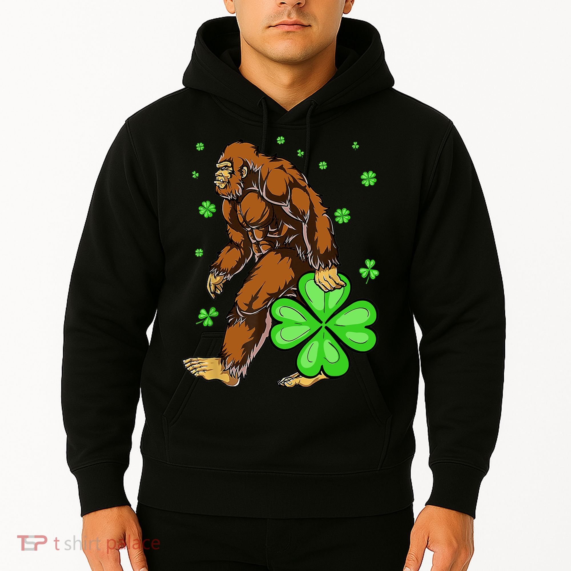 St Patrick's Day Bigfoot Irish Sasqautch Saint Padd Hoodie