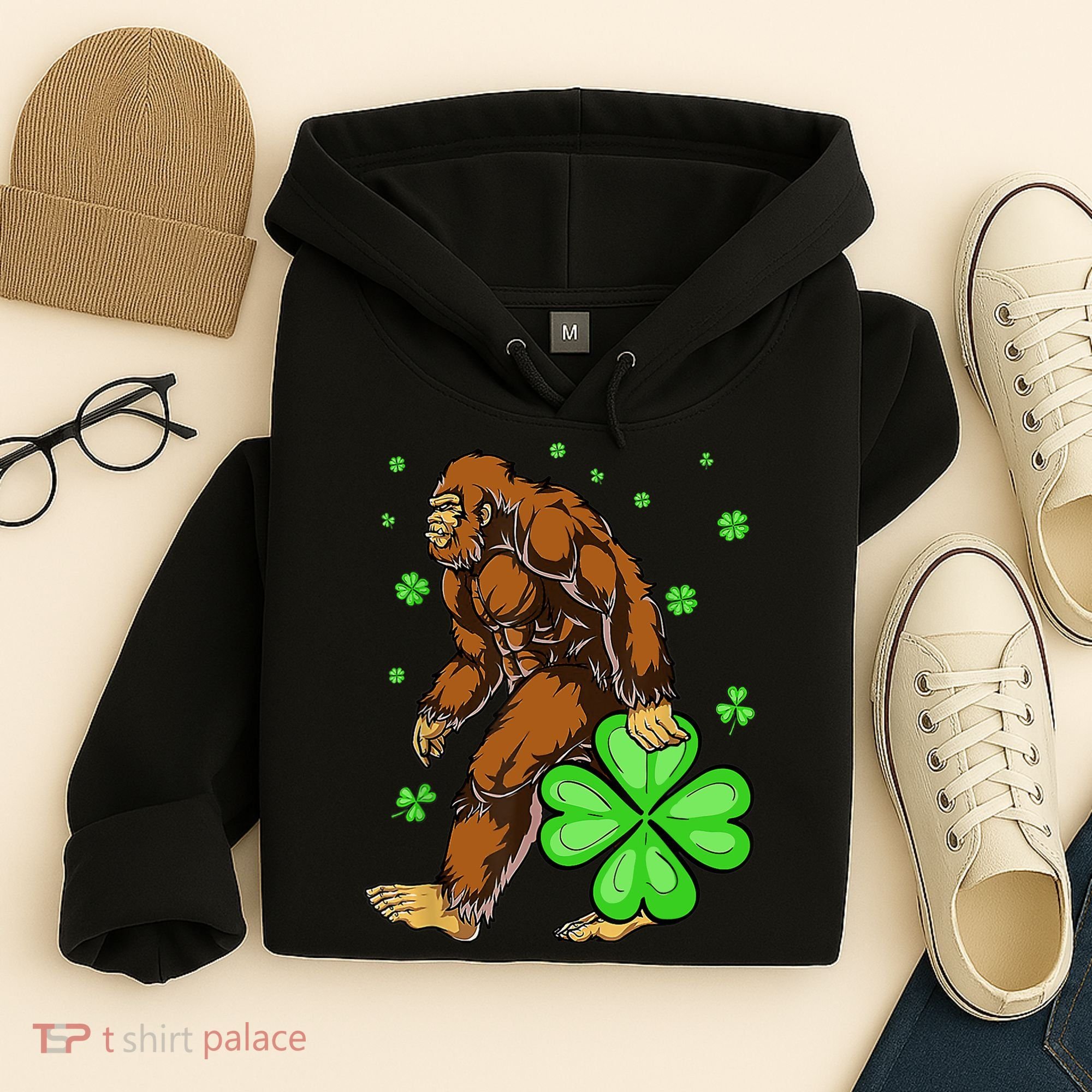 St Patrick's Day Bigfoot Irish Sasqautch Saint Padd Hoodie