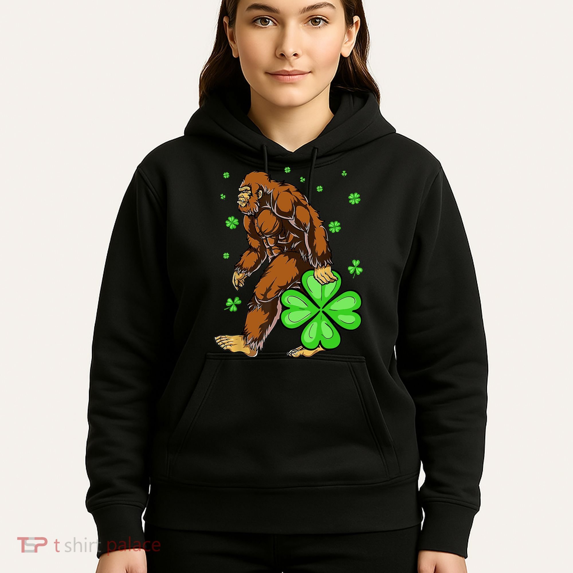 St Patrick's Day Bigfoot Irish Sasqautch Saint Padd Hoodie