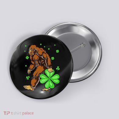 St Patrick's Day Bigfoot Irish Sasqautch Saint Padd Button