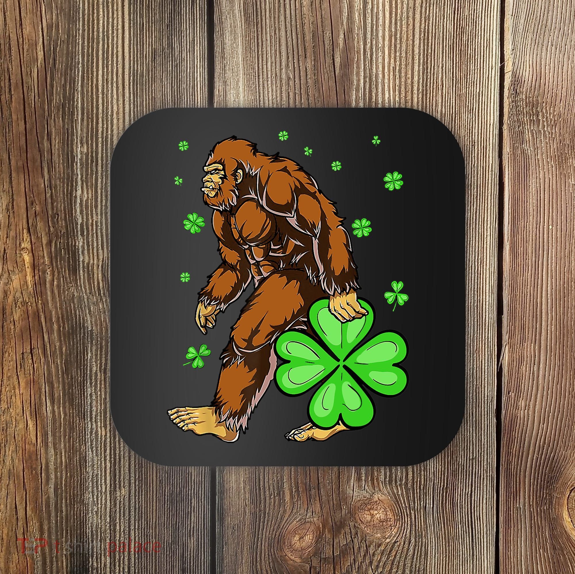 St Patrick's Day Bigfoot Irish Sasqautch Saint Padd Coaster