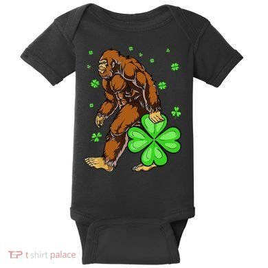 St Patrick's Day Bigfoot Irish Sasqautch Saint Padd Baby Bodysuit