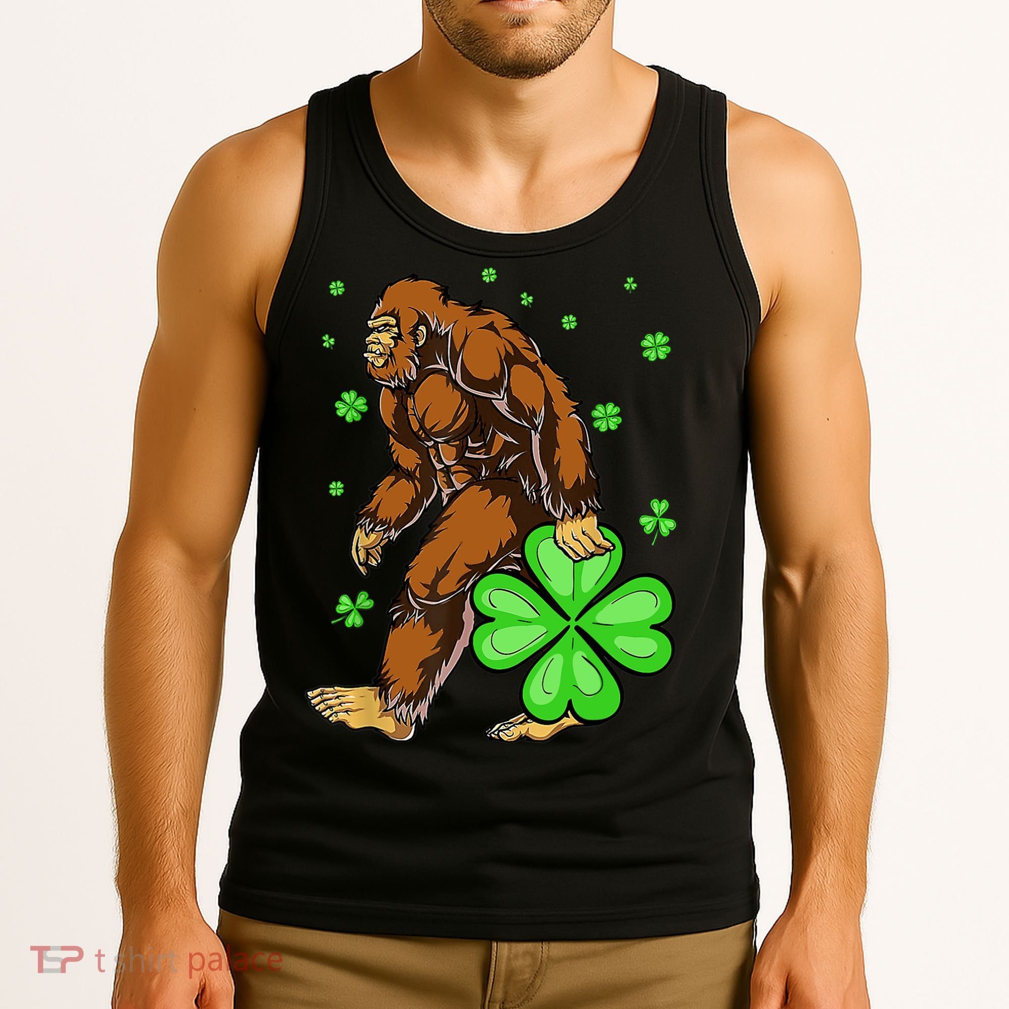 St Patrick's Day Bigfoot Irish Sasqautch Saint Padd Tank Top