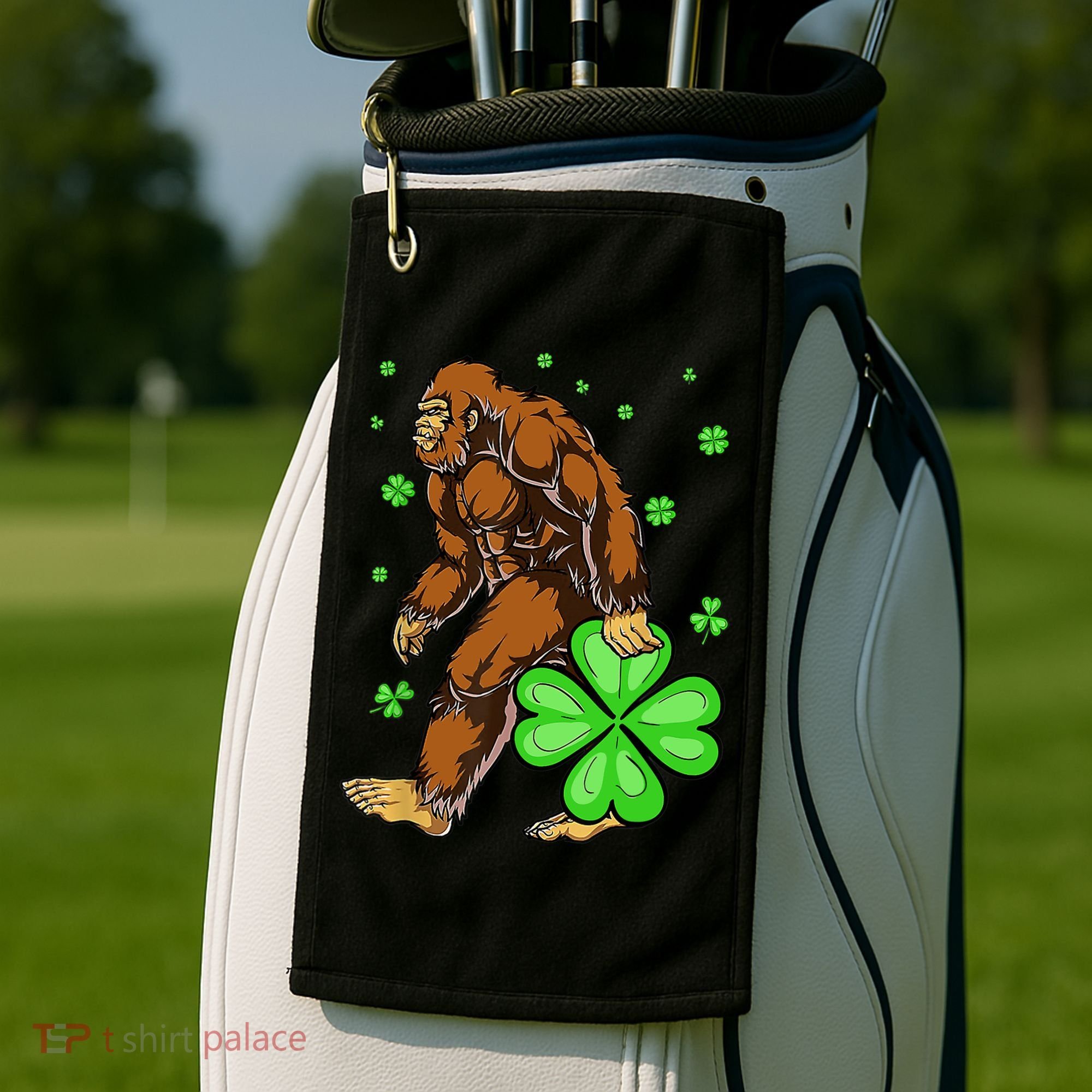 St Patrick's Day Bigfoot Irish Sasqautch Saint Padd Golf Towel