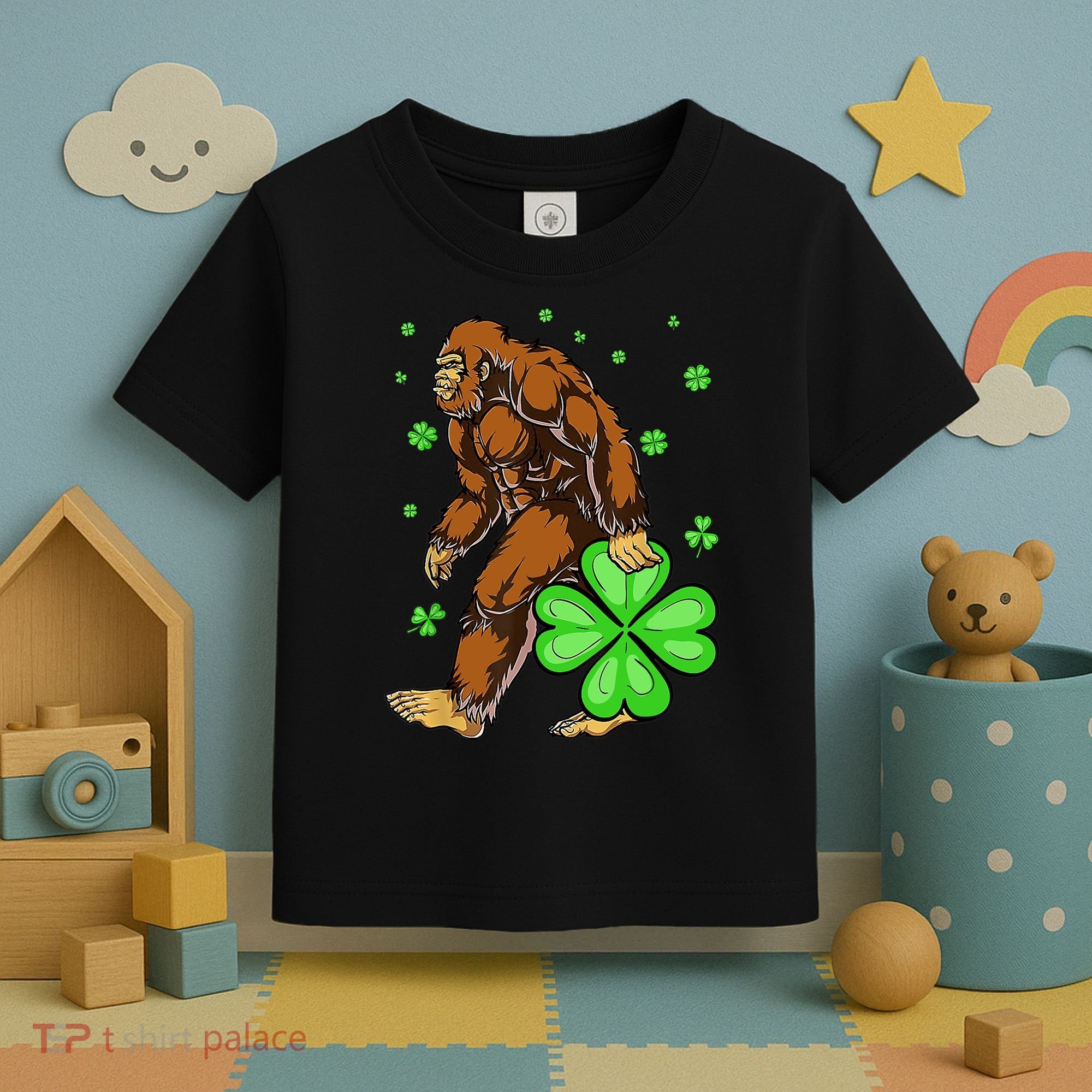 St Patrick's Day Bigfoot Irish Sasqautch Saint Padd Toddler T-Shirt