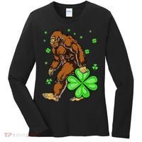 St Patrick's Day Bigfoot Irish Sasqautch Saint Padd Women's Long Sleeve Shirt thumb 0