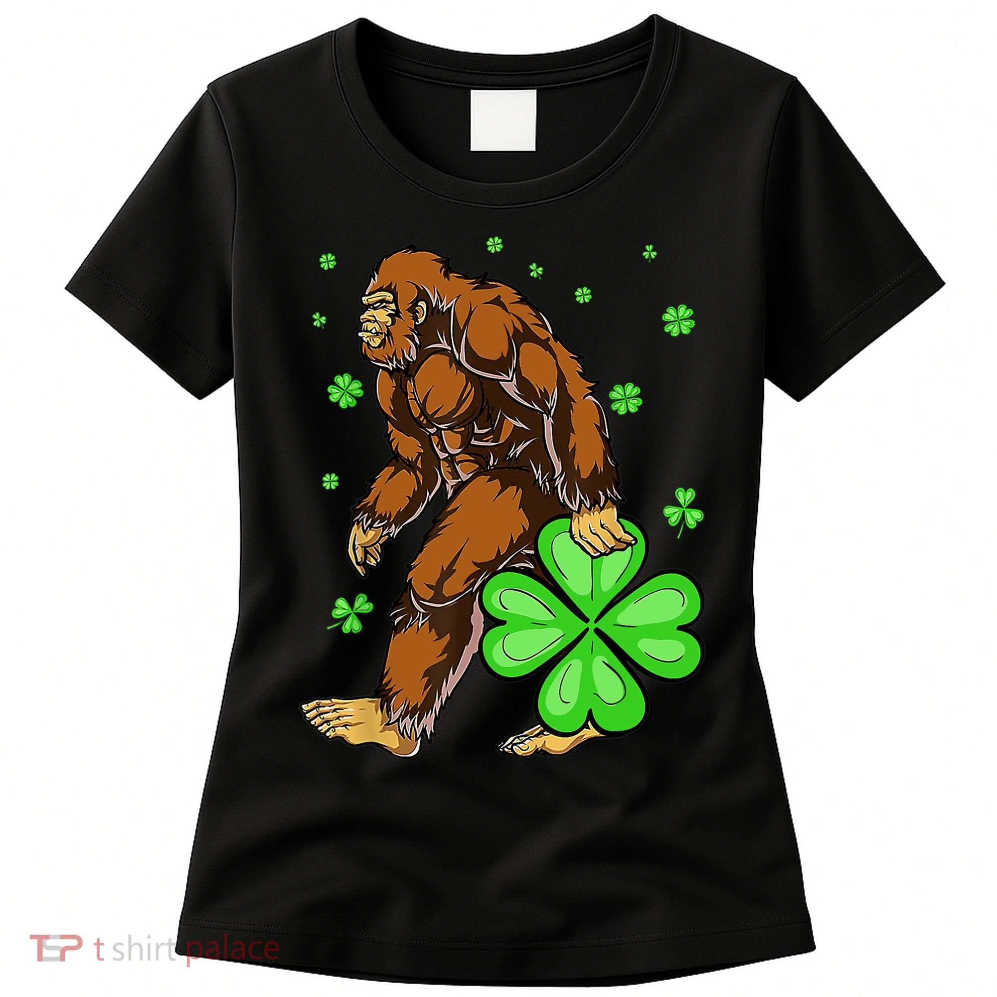 St Patrick's Day Bigfoot Irish Sasqautch Saint Padd Women's T-Shirt