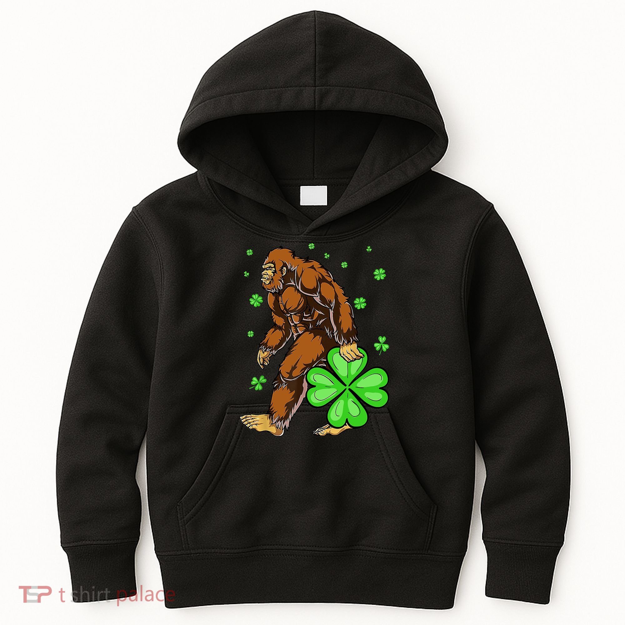 St Patrick's Day Bigfoot Irish Sasqautch Saint Padd Kids Hoodie