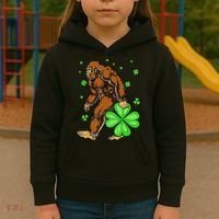 St Patrick's Day Bigfoot Irish Sasqautch Saint Padd Kids Hoodie thumb 3