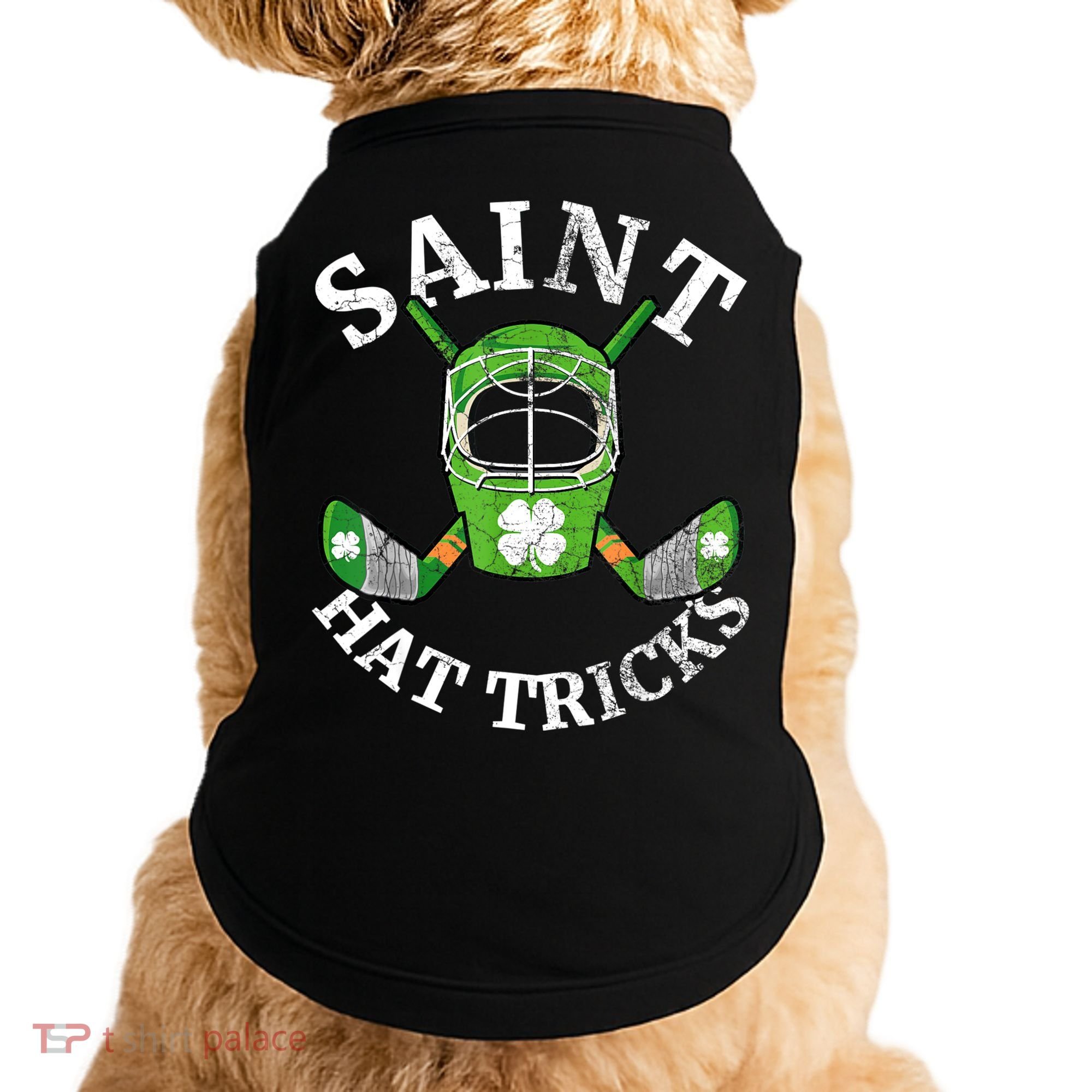 St Patricks Day Saint Hat Tricks Hockey Shamrock Kids Boys Doggie Tank