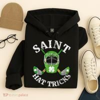 St Patricks Day Saint Hat Tricks Hockey Shamrock Kids Boys Hoodie thumb 4