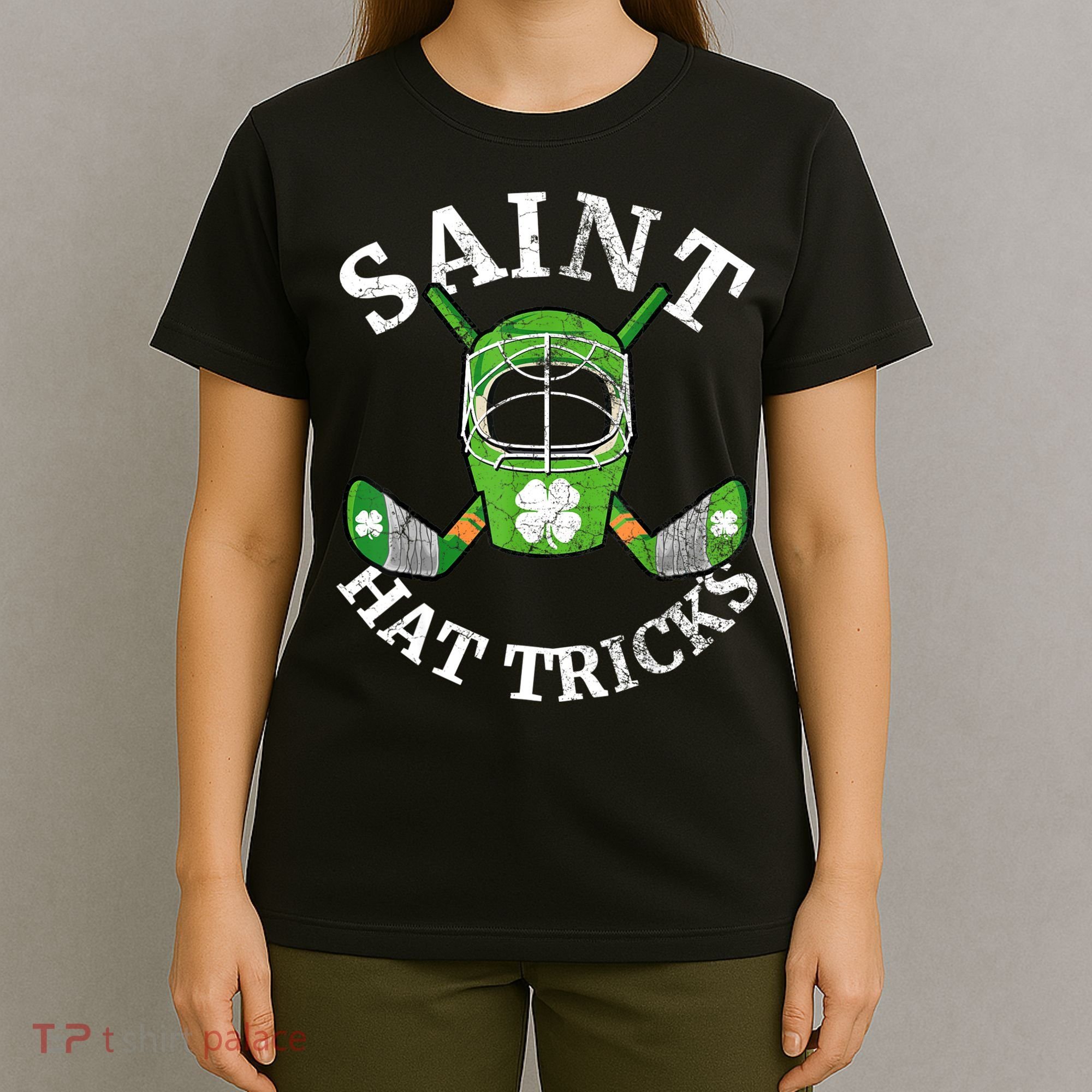 St Patricks Day Saint Hat Tricks Hockey Shamrock Kids Boys T-Shirt