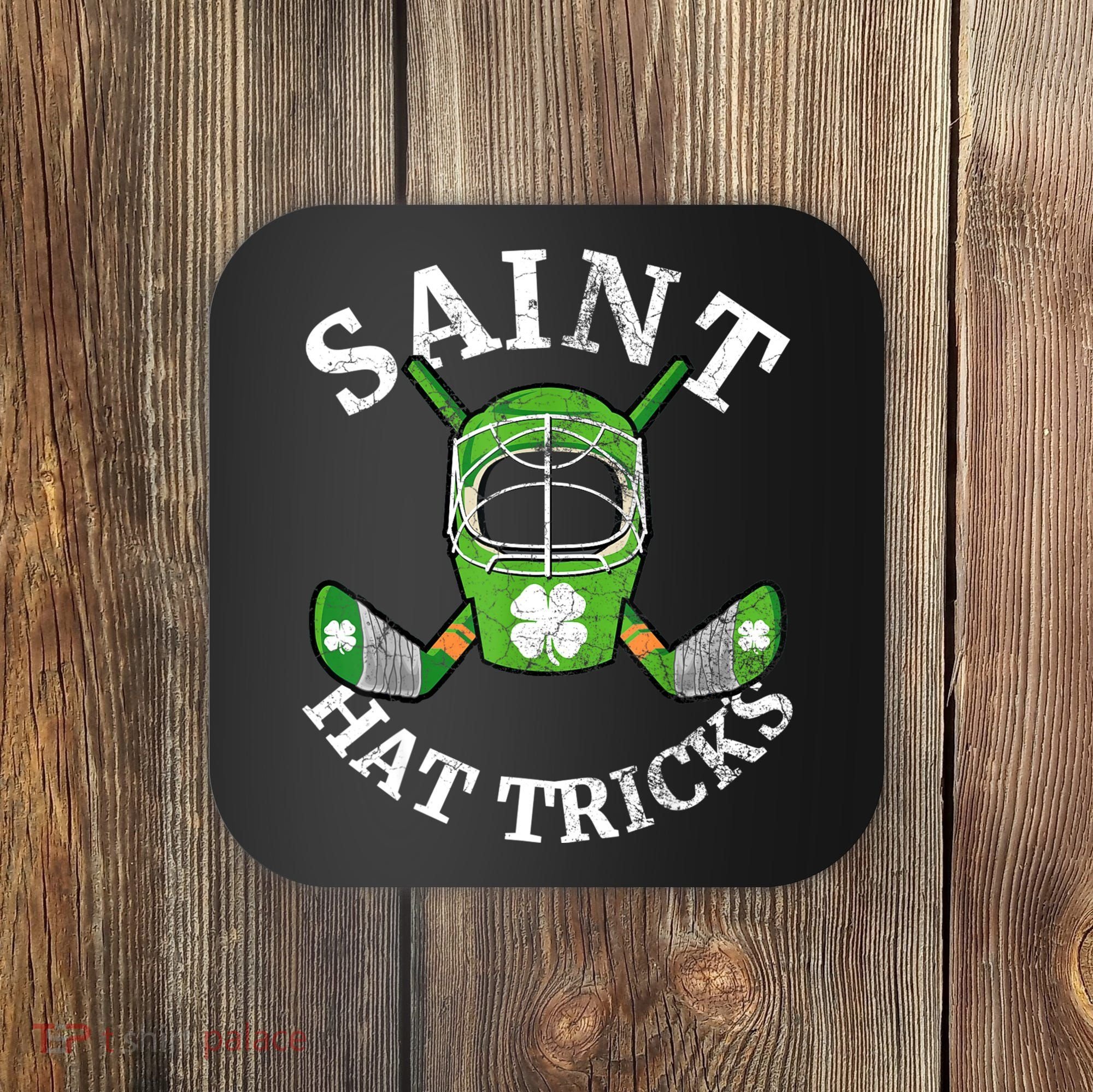 St Patricks Day Saint Hat Tricks Hockey Shamrock Kids Boys Coaster