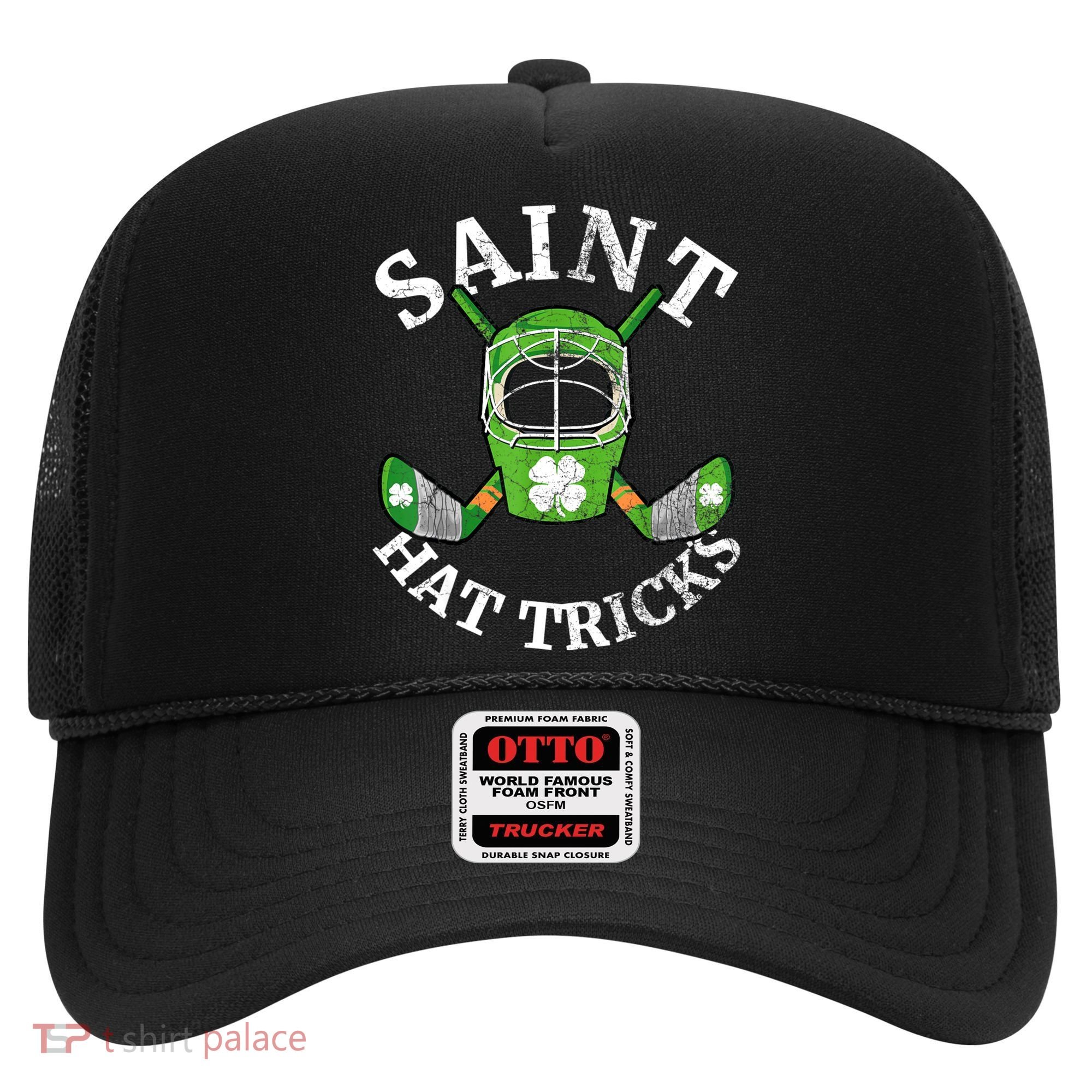 St Patricks Day Saint Hat Tricks Hockey Shamrock Kids Boys Hat