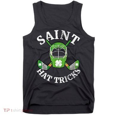 St Patricks Day Saint Hat Tricks Hockey Shamrock Kids Boys Tank Top