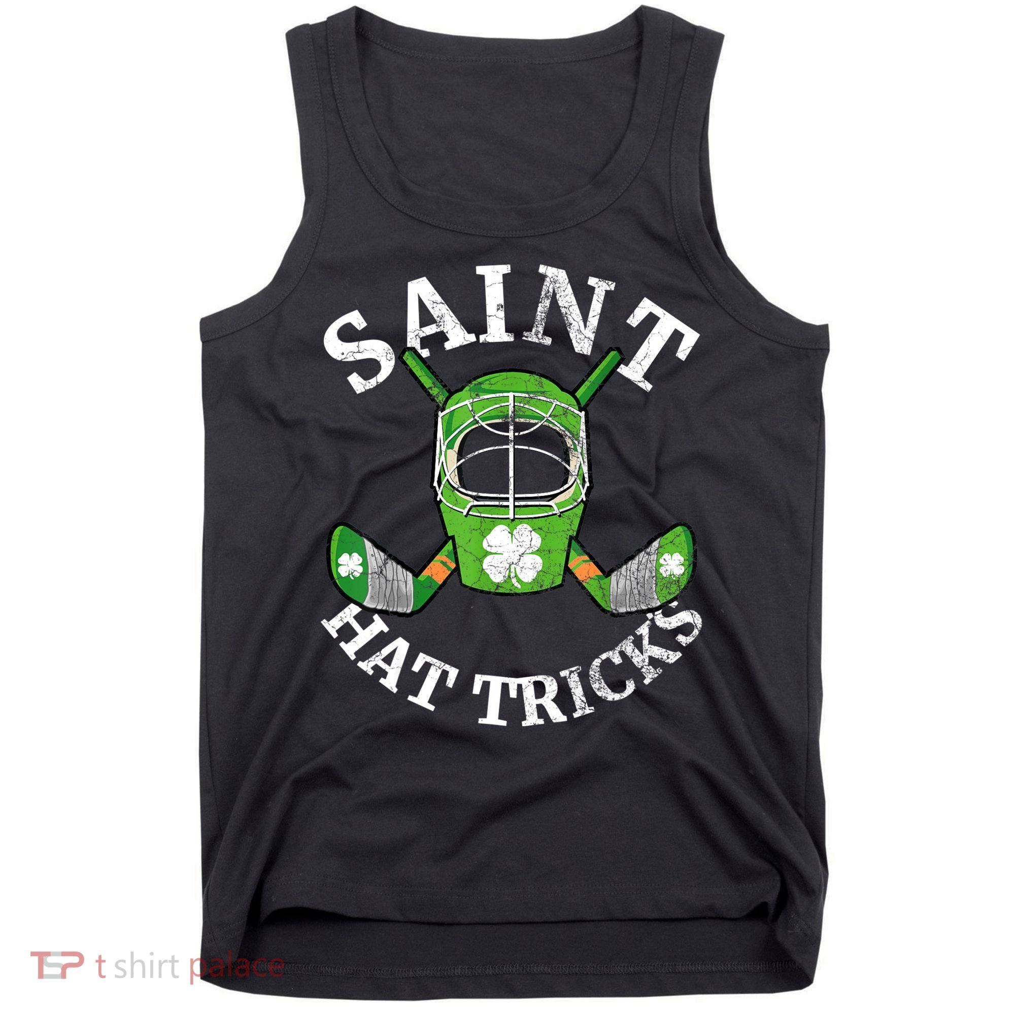St Patricks Day Saint Hat Tricks Hockey Shamrock Kids Boys Tank Top