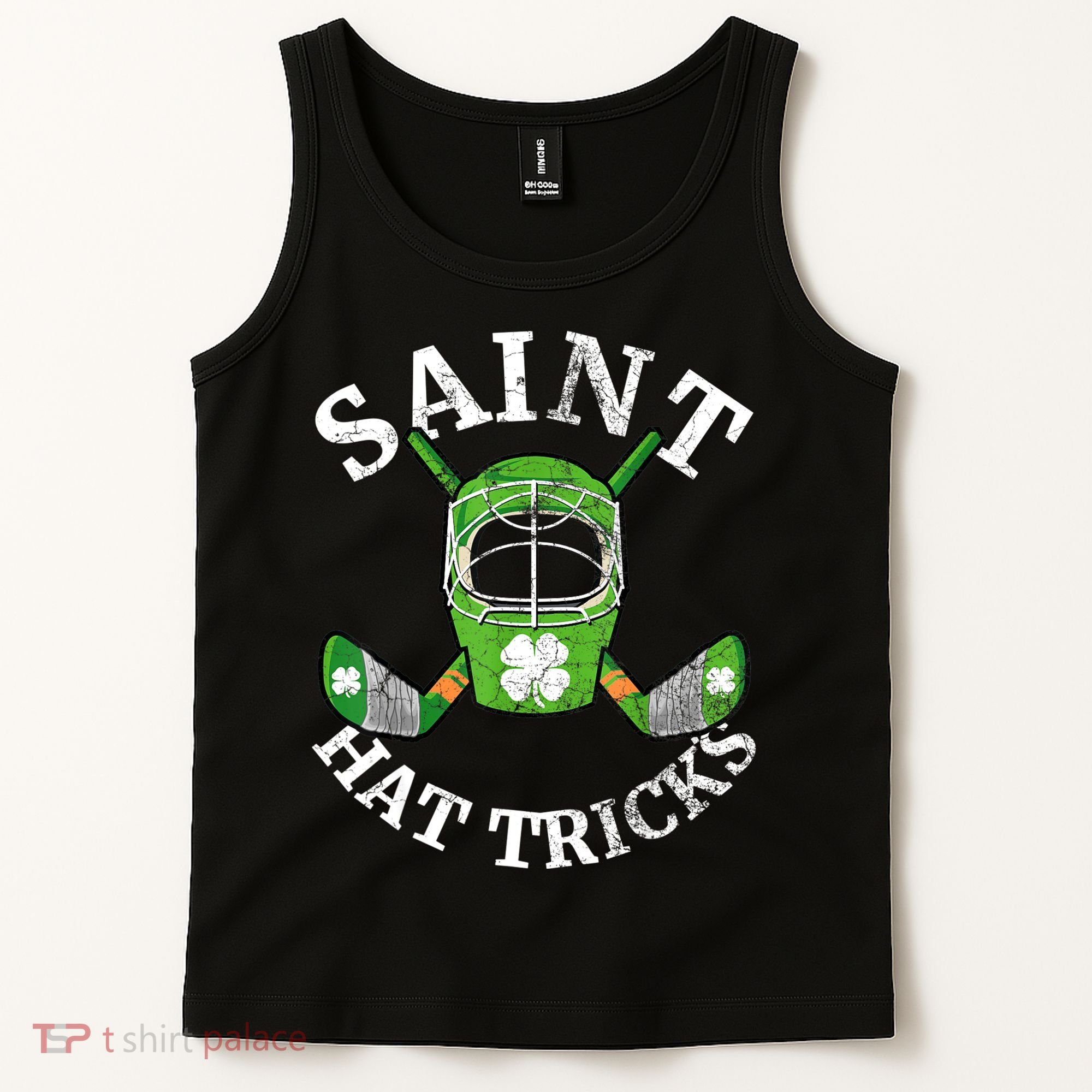 St Patricks Day Saint Hat Tricks Hockey Shamrock Kids Boys Tank Top
