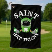 St Patricks Day Saint Hat Tricks Hockey Shamrock Kids Boys Golf Towel thumb 1