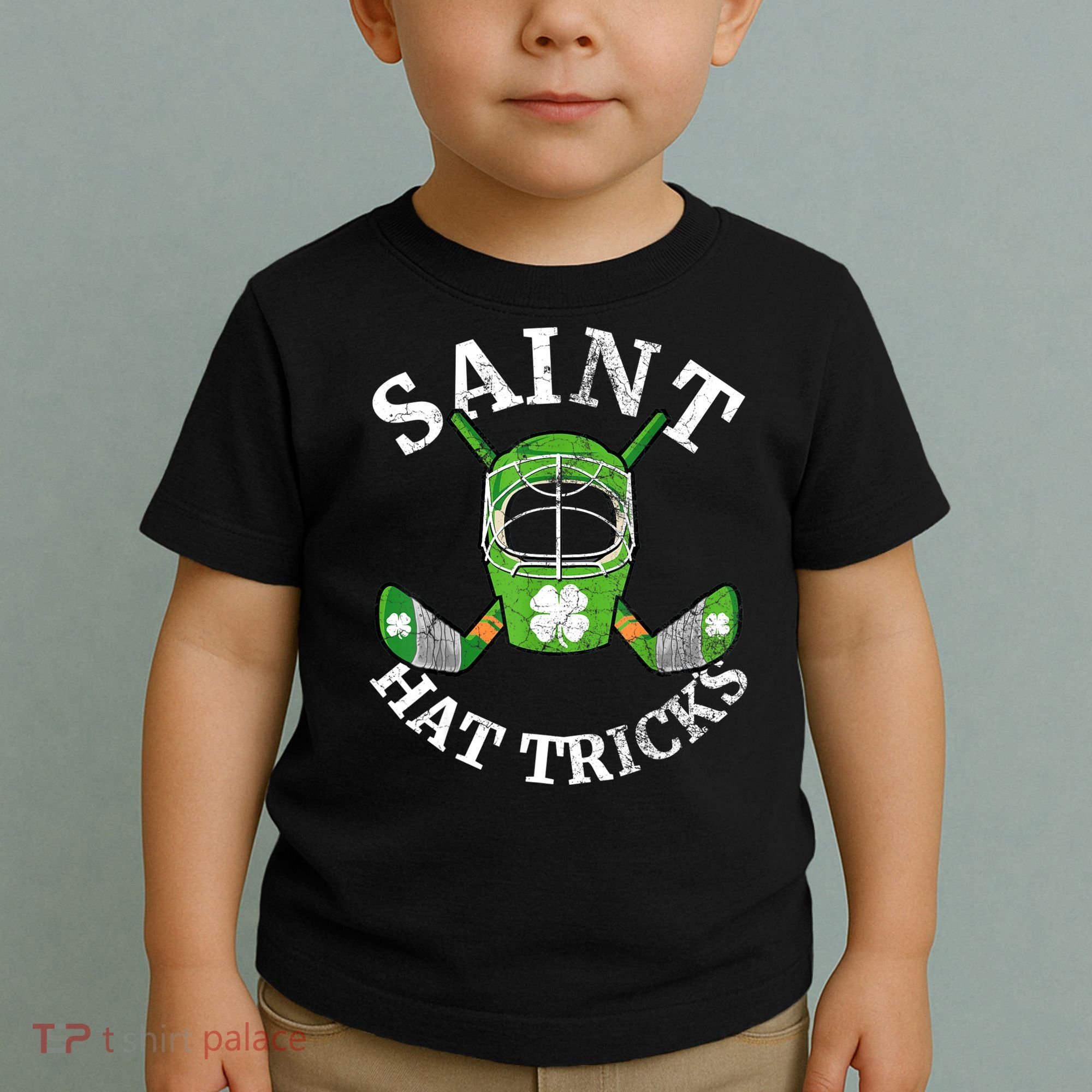 St Patricks Day Saint Hat Tricks Hockey Shamrock Kids Boys Toddler T-Shirt
