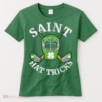 St Patricks Day Saint Hat Tricks Hockey Shamrock Kids Boys Women's T-Shirt thumb 0