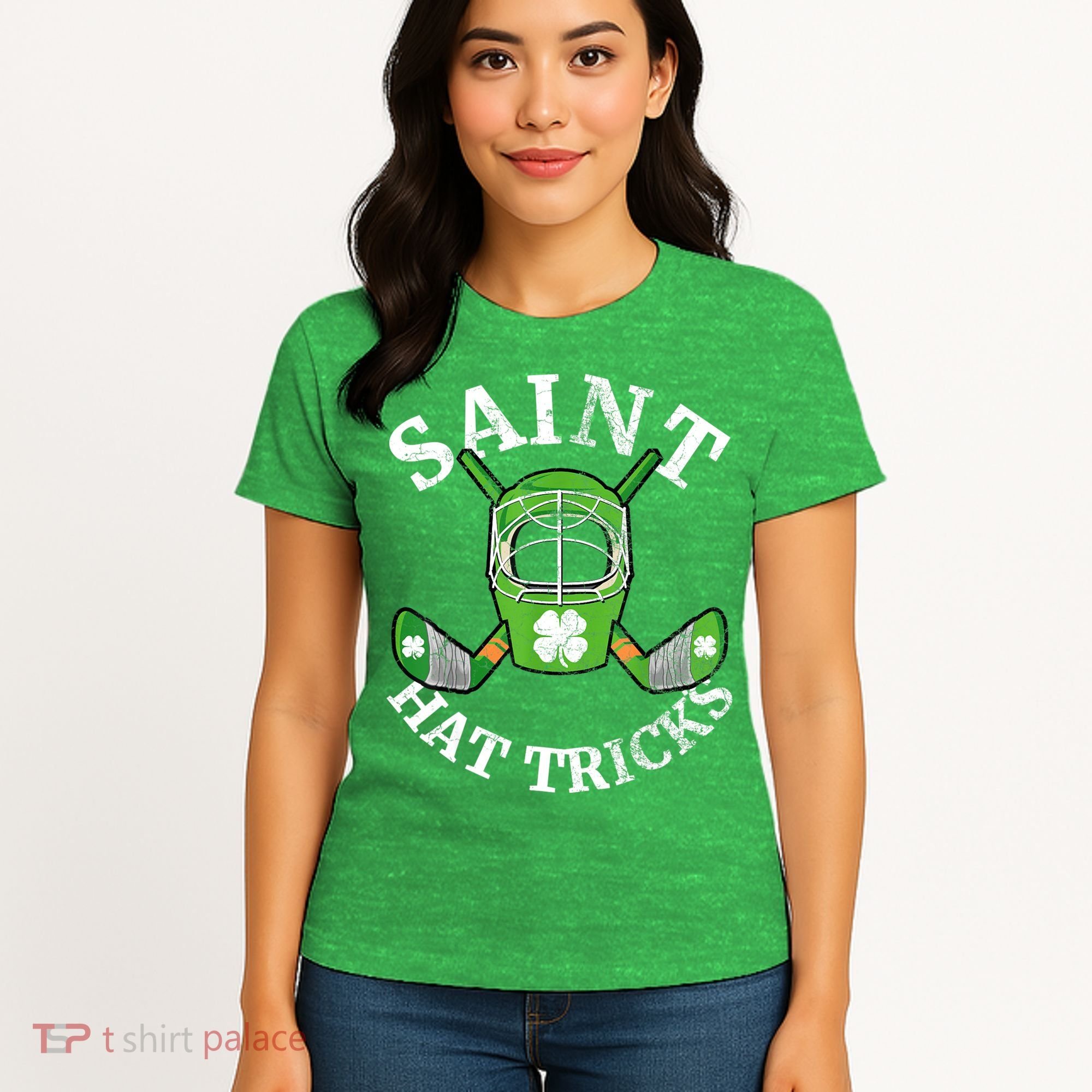 St Patricks Day Saint Hat Tricks Hockey Shamrock Kids Boys Women's T-Shirt