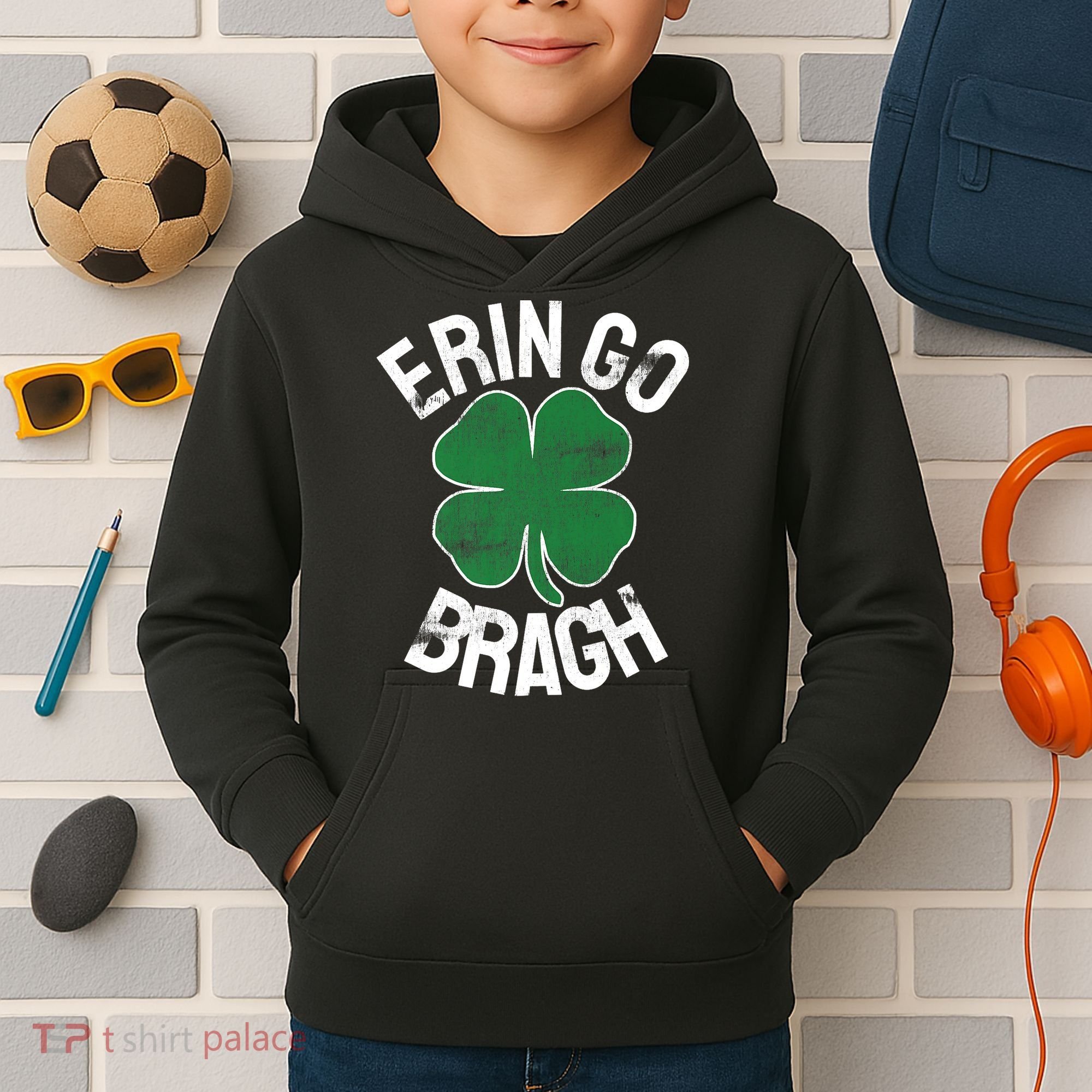St Patricks Day Shamrock Erin Go Bragh Irish Saint Paddy's Kids Hoodie