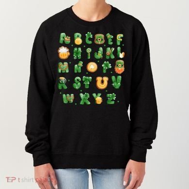 Saint Patricks Day Alphabet ABCs Elemeno For Teacher Student Women's Sweatshirt
