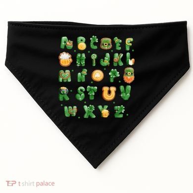 Saint Patricks Day Alphabet ABCs Elemeno For Teacher Student USA-Made Doggie Bandana