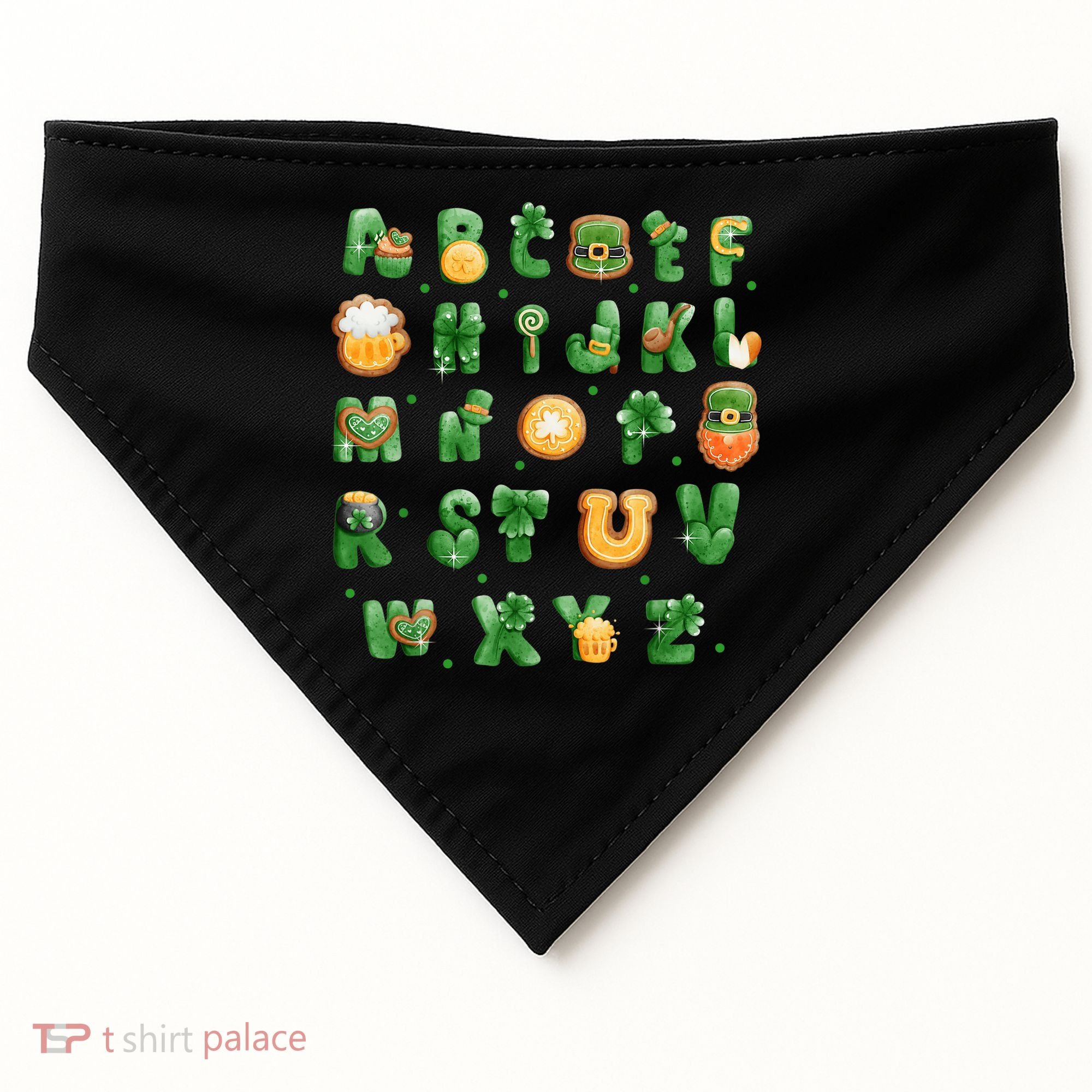 Saint Patricks Day Alphabet ABCs Elemeno For Teacher Student USA-Made Doggie Bandana