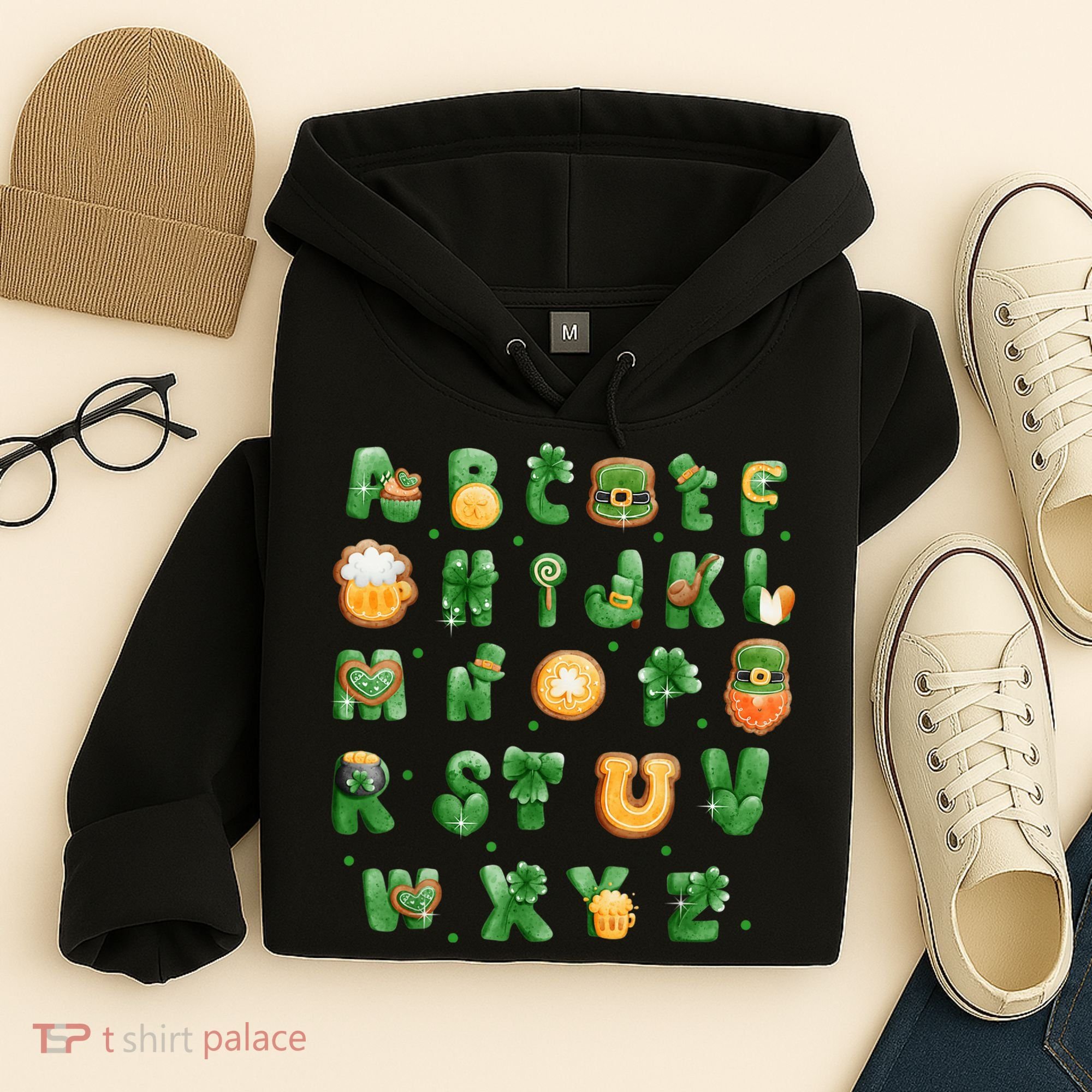 Saint Patricks Day Alphabet ABCs Elemeno For Teacher Student Hoodie