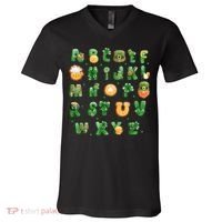 Saint Patricks Day Alphabet ABCs Elemeno For Teacher Student V-Neck T-Shirt thumb 0