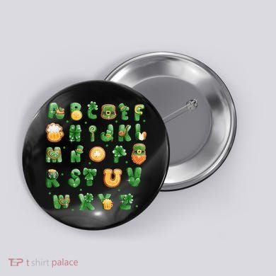 Saint Patricks Day Alphabet ABCs Elemeno For Teacher Student Button